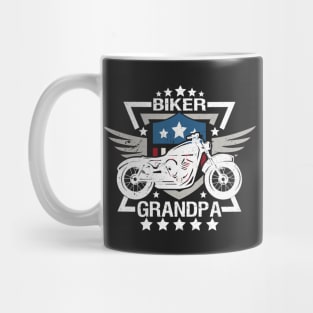 Biker Grandpa White Motorcycle with Stars Mug